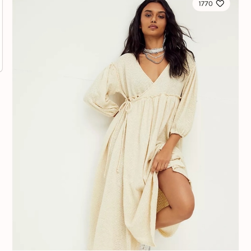 NWOT Free People Cream Sweet As Can Be Wrap Dress